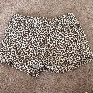 J. Crew High Waist Leopard Print Shorts - Brown and White